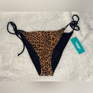 Sports Illustrated Swim Animal Print and Black Bikini Bottom
